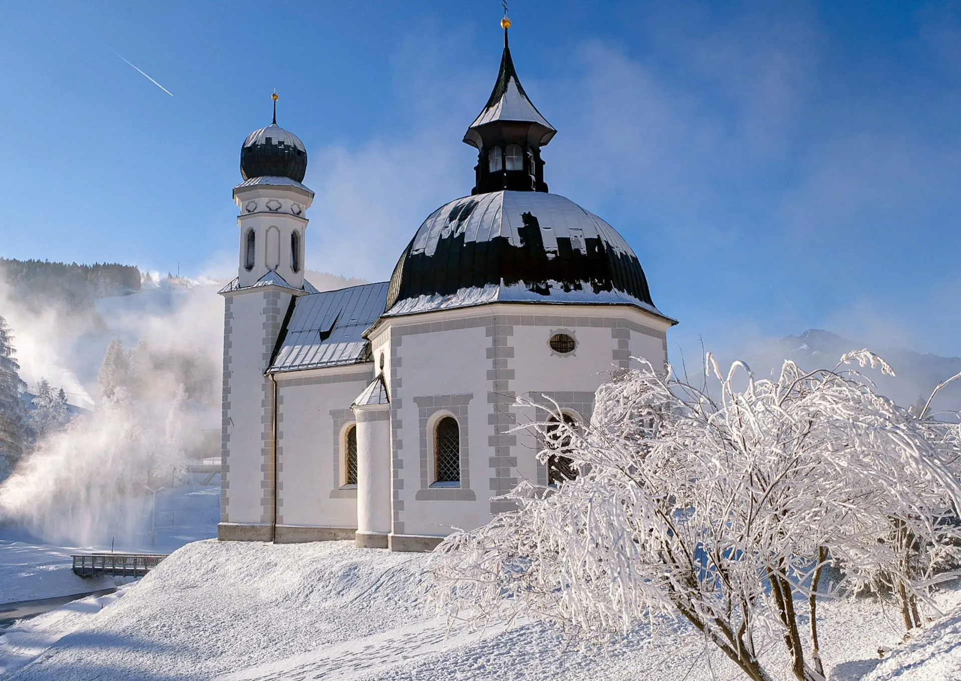 Seefeldin kirkko talvella