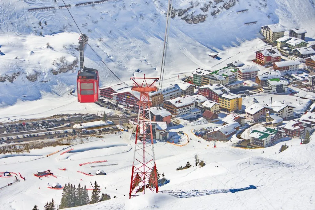 Ski gondola cable car in Lech - Zurs ski resort in Austria